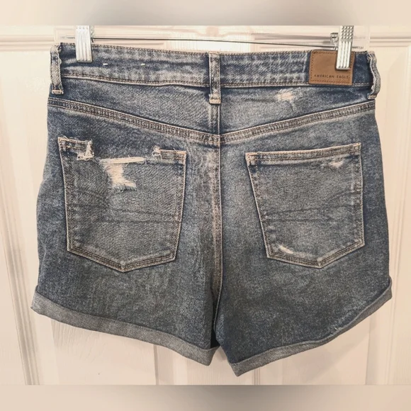 American Eagle Mom short distress ripped blue beach boho jean denim Short sz 6 t - Picture 2 of 8